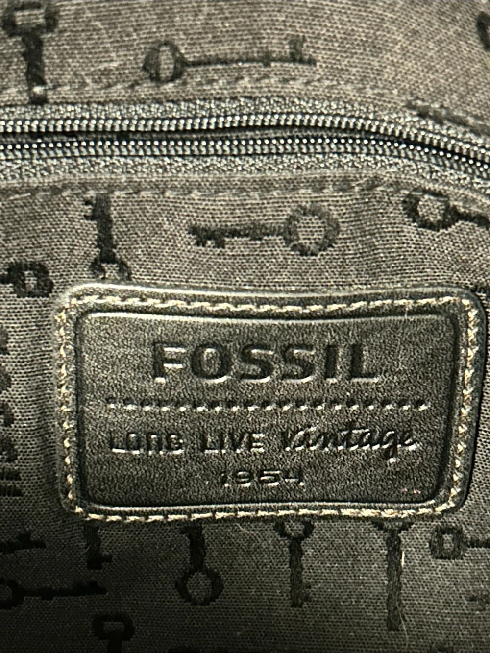Fossil Dark Brown Leather Satchel Shoulder Bag Key Charm